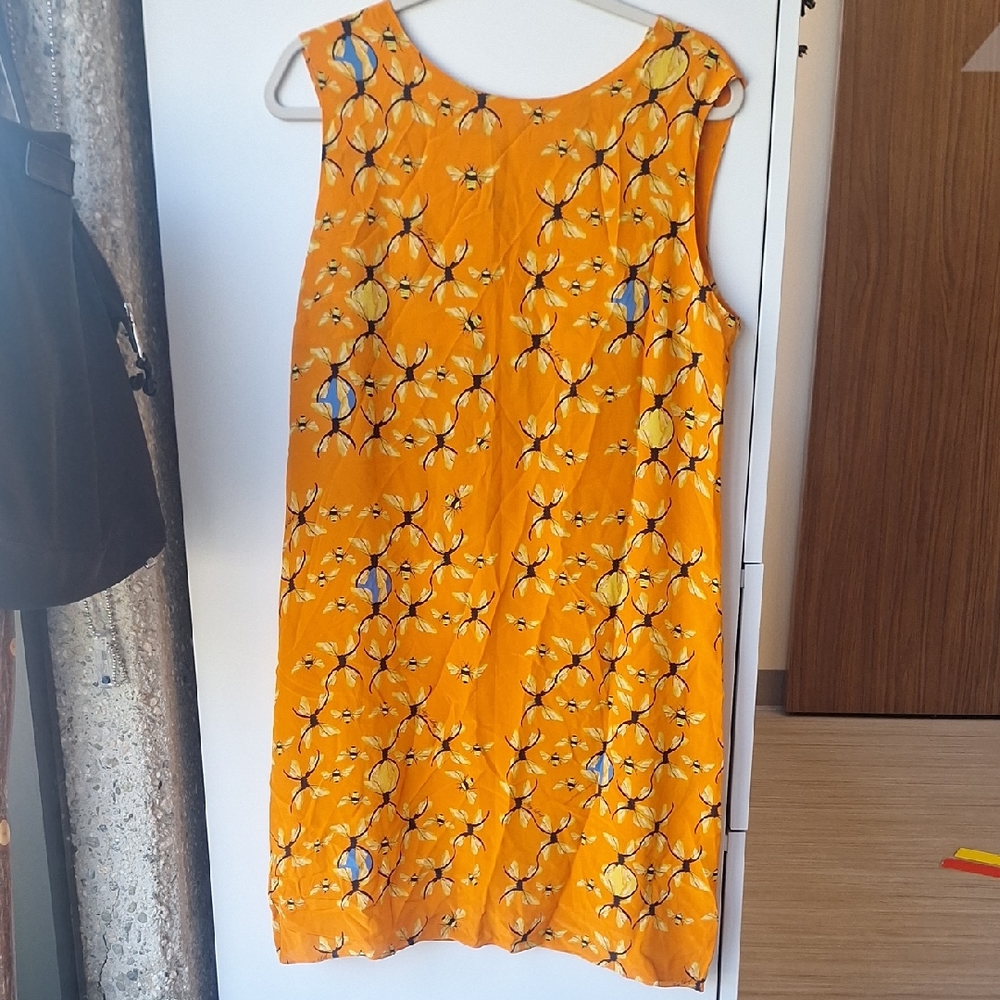 KEY LEAF SILK BUTTERFLY BEE PRINT SHEATH DRESS